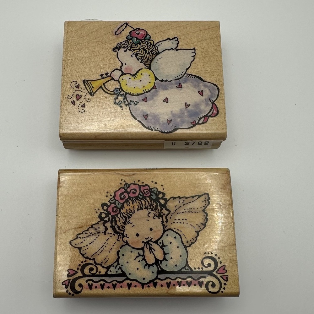 Penny Black 1998 Prayerful Angel Toot 745E 1296F Wood Mounted Rubber Stamp Lot 2